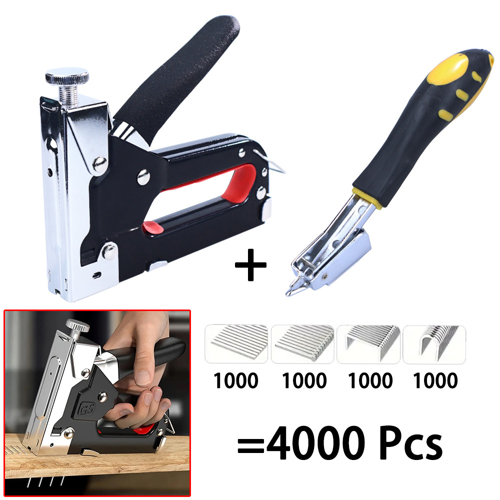 

4 in 1 Nail Stapler With 4000 Staples Tool Kit Stapler for Wood Fabric Stapler Home Repair DIY Tool Kit