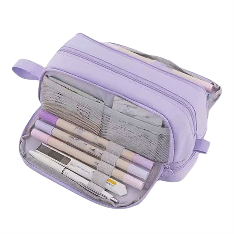 

Large Capacity Four-Opening Pencil Case Popular Pencil Case Uniform Pencil Case Multi-Function Simple Solid Color