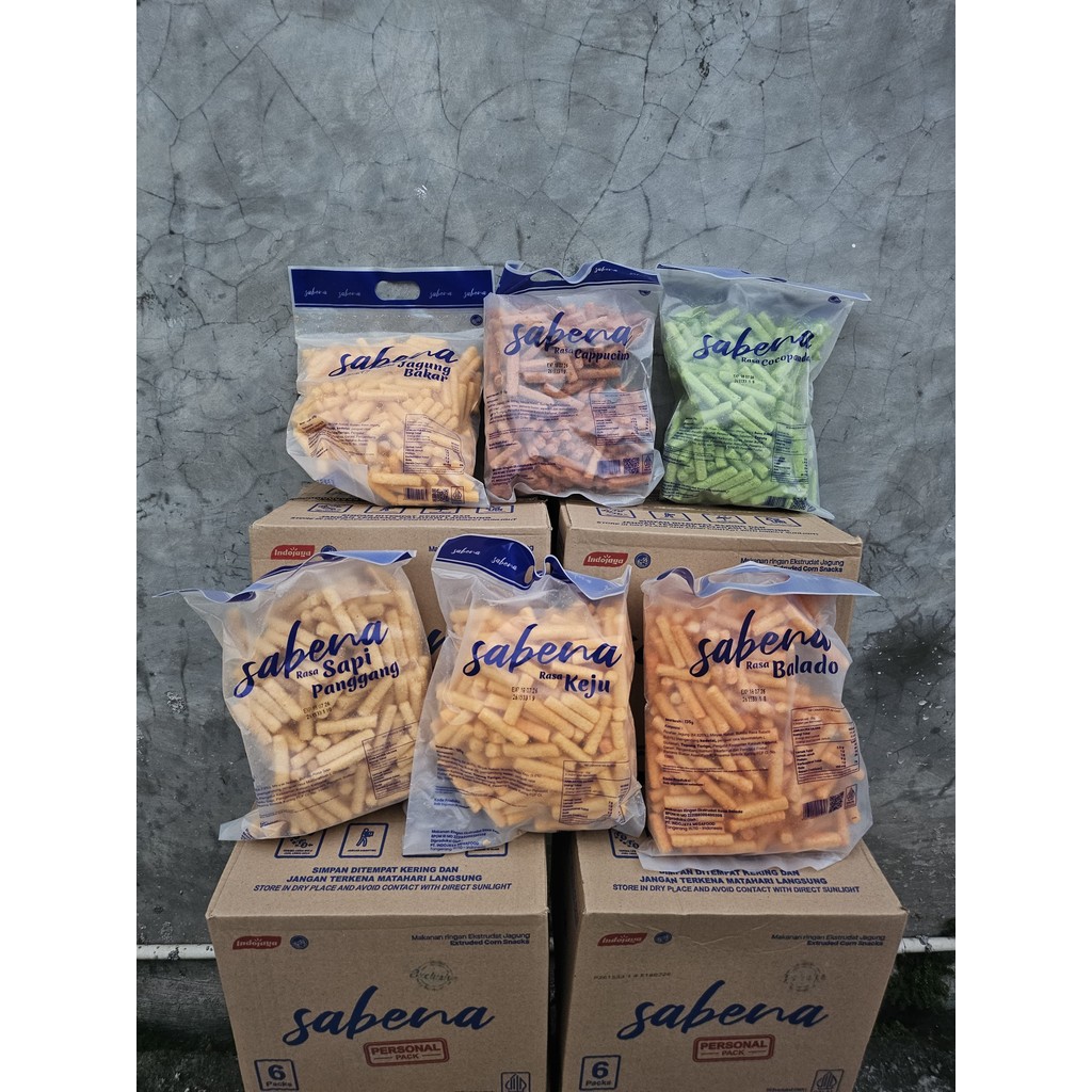 

Snack Jagung Sabena 135gr Aneka Rasa ( 1 dus isi 6 bungkus) mix rasa : Cocopandan, Jagung Bakar, Keju, Sapi Panggang, Balado, Cappucino