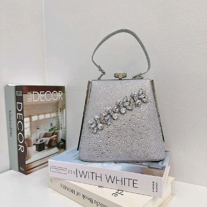 New Clutch pesta wanita RS 9514 ,tas import - silver