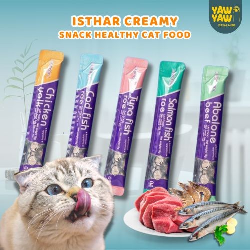Ishtar Creamy Treats Wet Food Snack Cat Strip Makanan Basah Kucing Cemilan Kitten Meo Liebao Bixia
