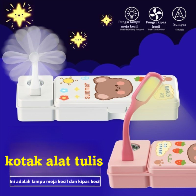 

Kotak Pensil Kipas Angin 3 In 1 Portable + Lampu Hadiah Unik Untuk Anak Sekolah