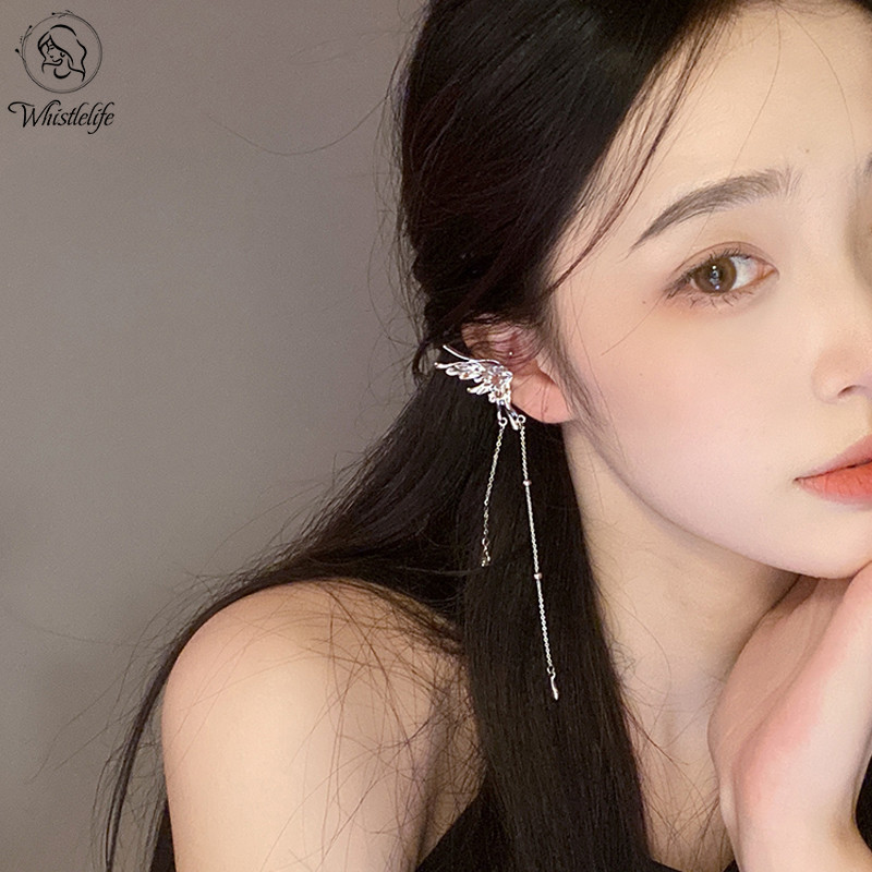 COD Anting Klip Telinga Model Rumbai Panjang Desain butterfly Untuk Wanita Anting-anting Musim Panas
