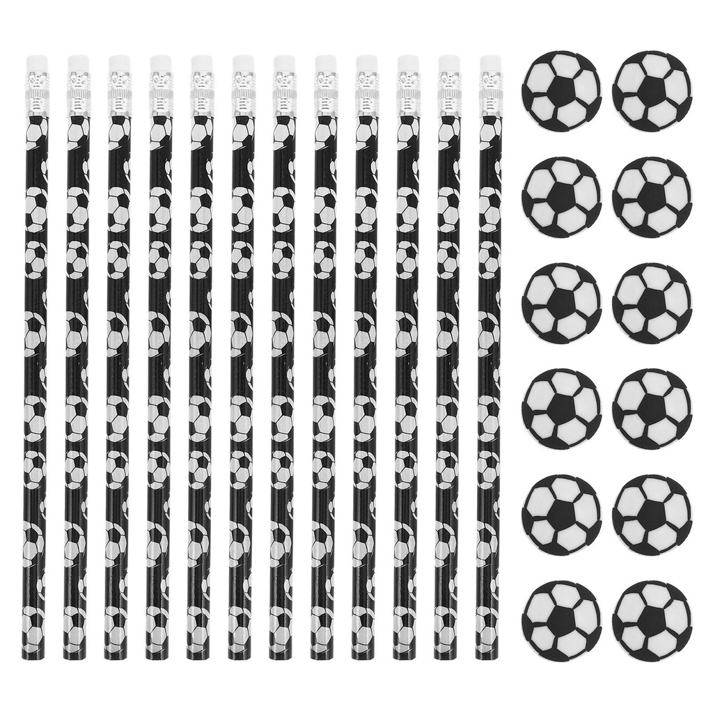 

12 Sets Football Pencils Soccer School Supplies Party Bag Fillers Wooden Sports Pencils Stationery Kids Creative Design