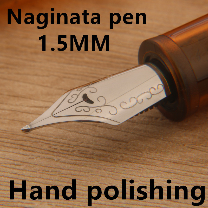 

1PC Naginata Fountain Pen 9016 Transparent brown Spin Hand polishing 1.5MM Stationery Office School Supplies New Pens