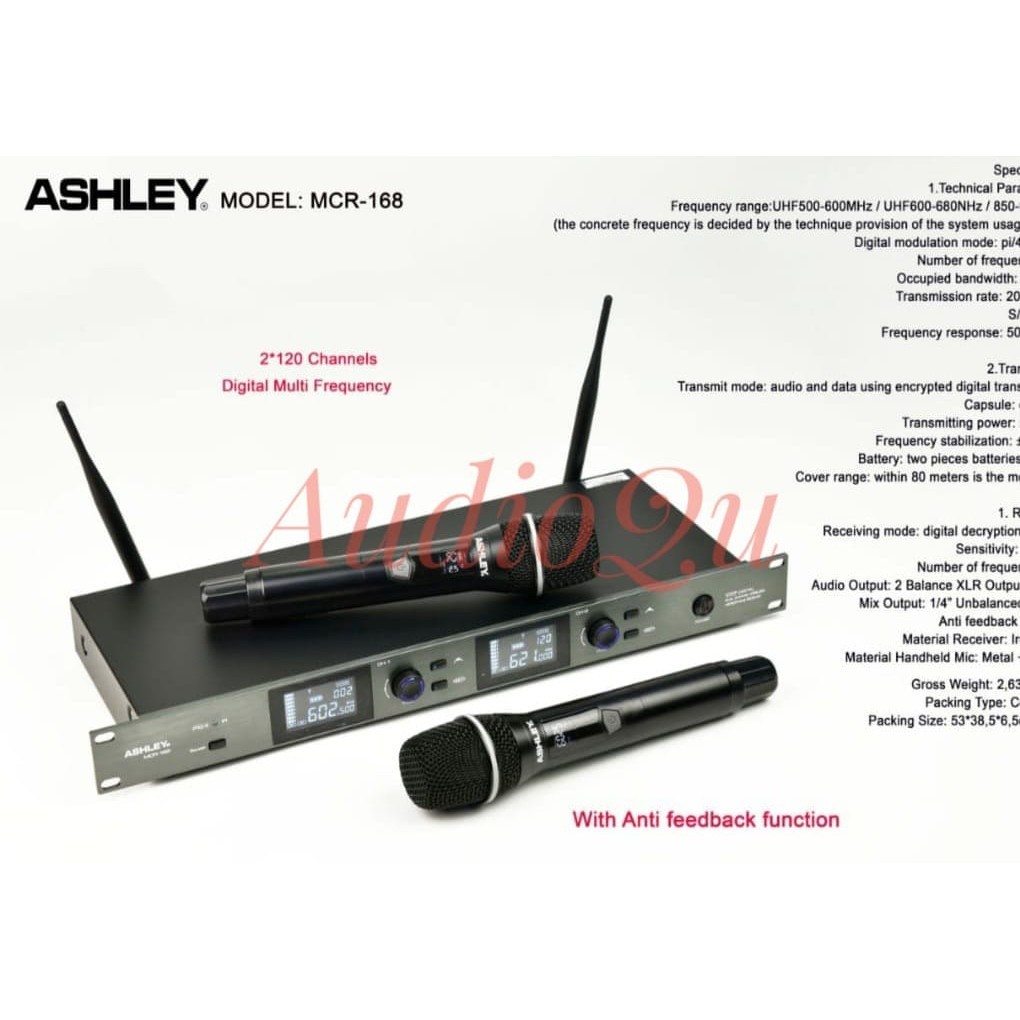 [NEW ASLI] MIC WIRELESS ASHLEY MCR168 / MCR 168 WITH ANTI FEEDBACK FUNCTION