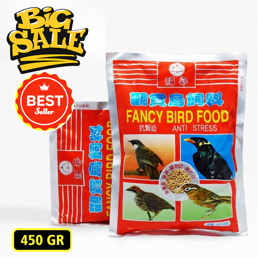 Fancy Bird Food Anti Stress 450 Gr Voer Pur Makanan Burung Anis Murai Cucak Kacer Jalan Beo Robin Tl