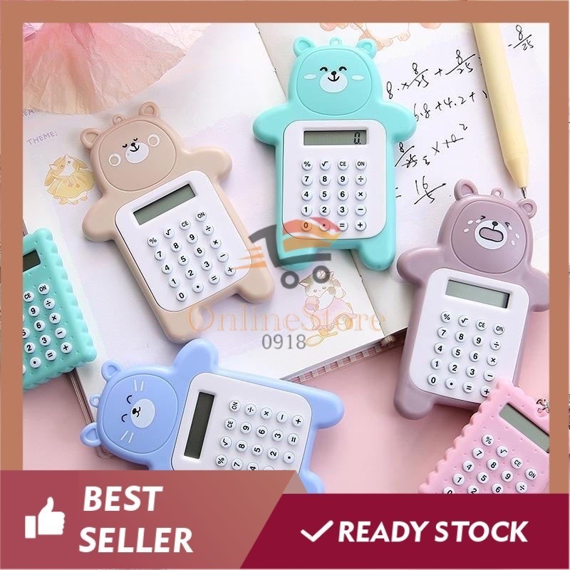

OS-J407-Kalkulator Mini 8 Digit Portable Lucu Motif Beruang Calculator Travel Tombol Karet Sekolah Stationary Import Warna Unik