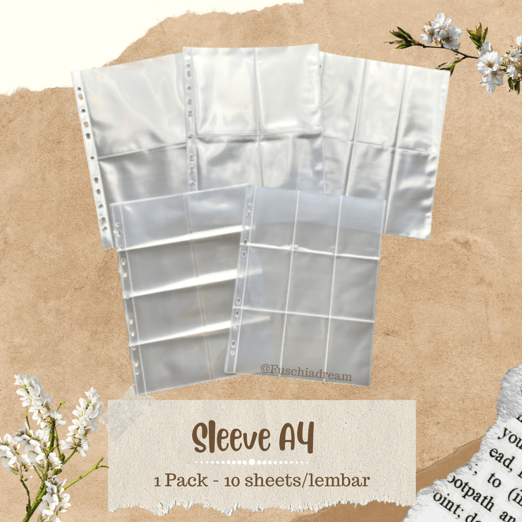 

Sleeve Pocket 1p/2p/3p/4p/6p/8p/9p/12p/20p (1 pak) ukuran A4 2/3/4 Ring - Fuschiadream