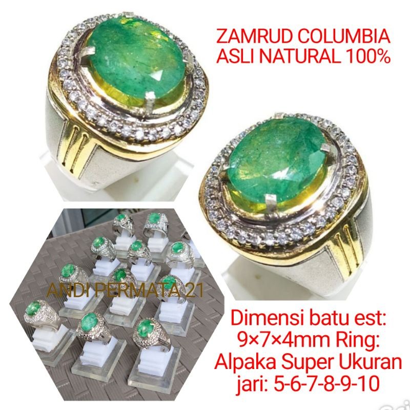 CINCIN BATU PERMATA ZAMRUD COLUMBIA ASLI NATURAL 100%