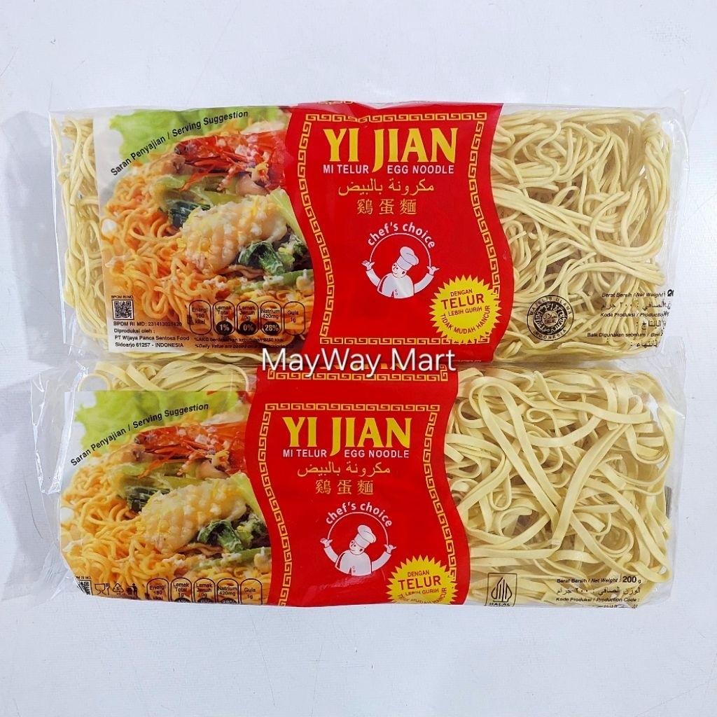

Mie Telur Yi Jian 200gr (Mie Lurus/ Mie Gepeng)