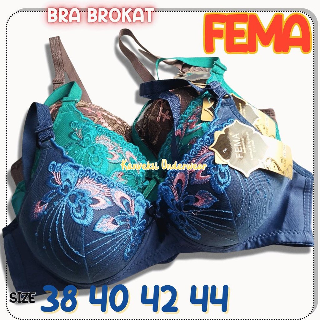 Bra FEMA brokat renda tanpa kawat Busa Tipis– ukuran 38 40 42 44