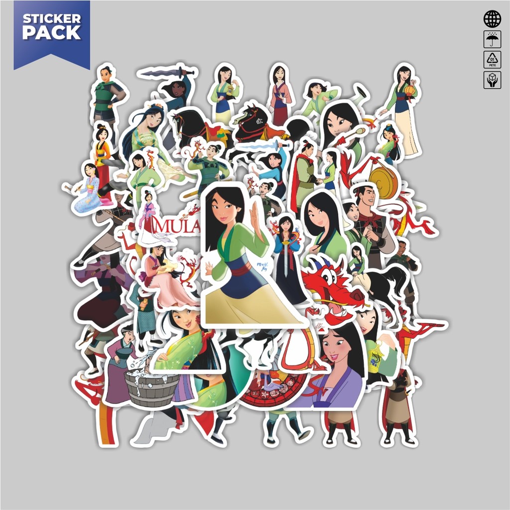 

[100PCS]Stiker Pack Stiker Disney Series Mulan Aesthetic Vinyl Anti Air Dekorasi Sticker Laptop Buku Journal Koper Helm Casing HP Gitar Helm Skateboard