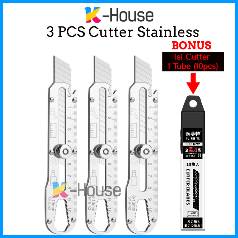 

KH - [BUN] Cutter 9 In 1 Serbaguna Isi 3 Pcs + 1 Tube Isi Cutter | Pisau Cutter Baja Super Tajam Anti Karat