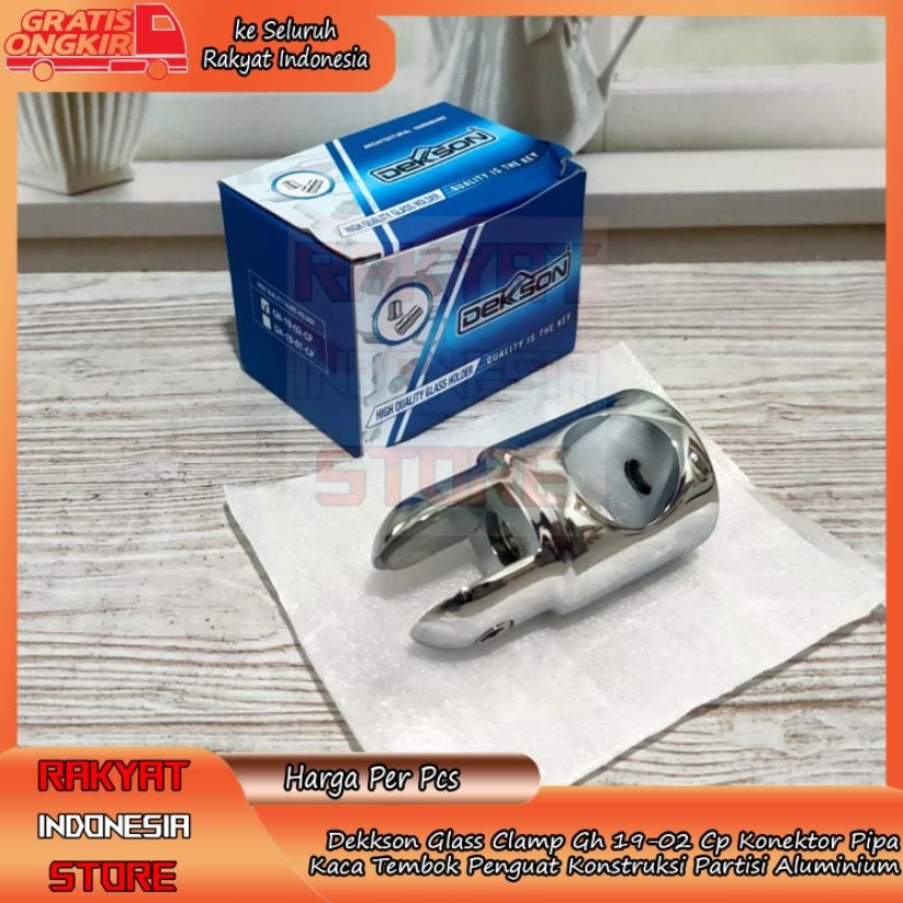 Dekkson Glass Clamp Gh 19-02 Cp Aksesoris Penyangga Pipa Kaca Konektor Pipe Cermin Stainless Steel S