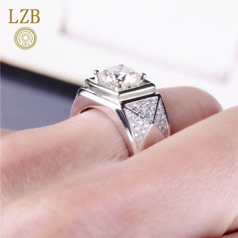 Cincin Berlian Platinum Moissanite 1 Karat Desain Punk Pria