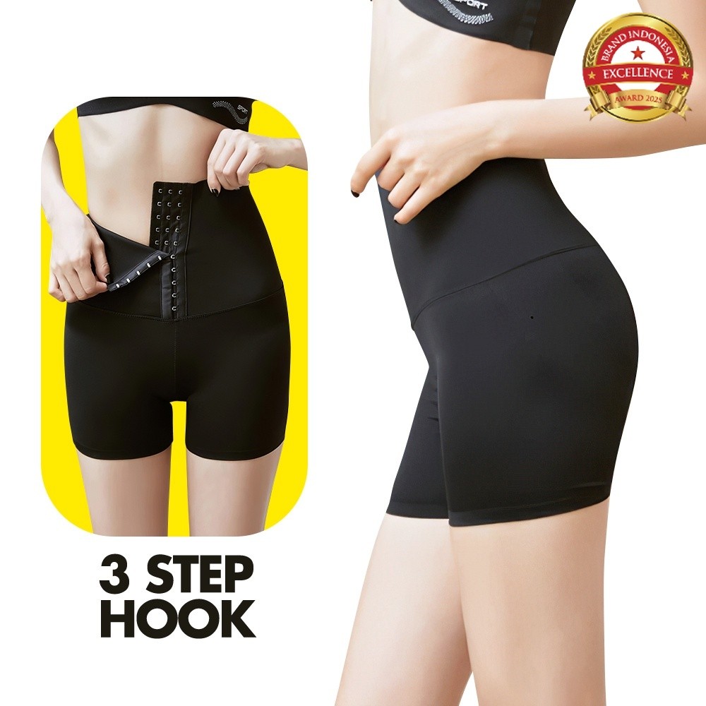 Scelta - Korset Legging Celana Pendek Olahraga Pelangsing Pengencang Pengecil Lemak Perut Kancing Ka