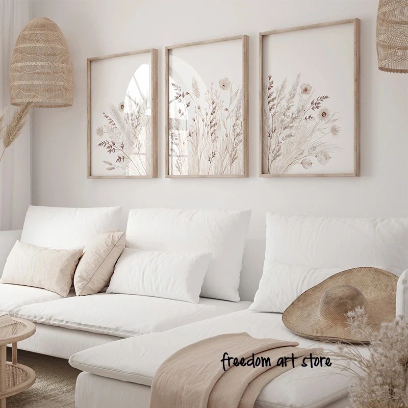 

Boho Modern Style Flower Beige Floral Autumn Floral Wild Flower Art Poster Canvas Painting Wall Prints Picture Room Home Decor