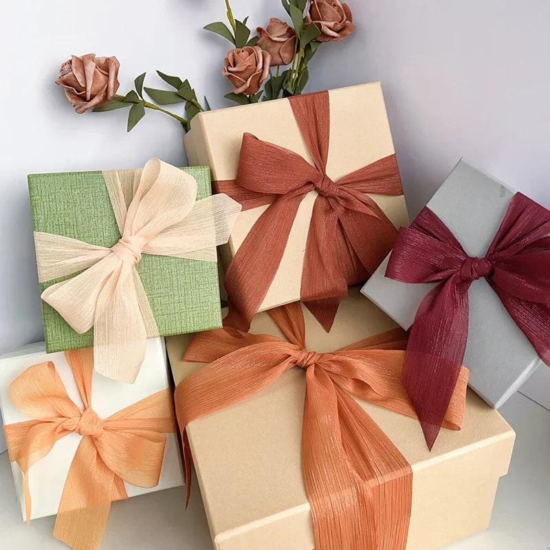 

Silver Sparkling Ribbon Chiffon Wrinkle Mesh Accessories Bright Silk Wrinkle Gift Box Flower Bundle Packaging Snow Yarn Ribbon