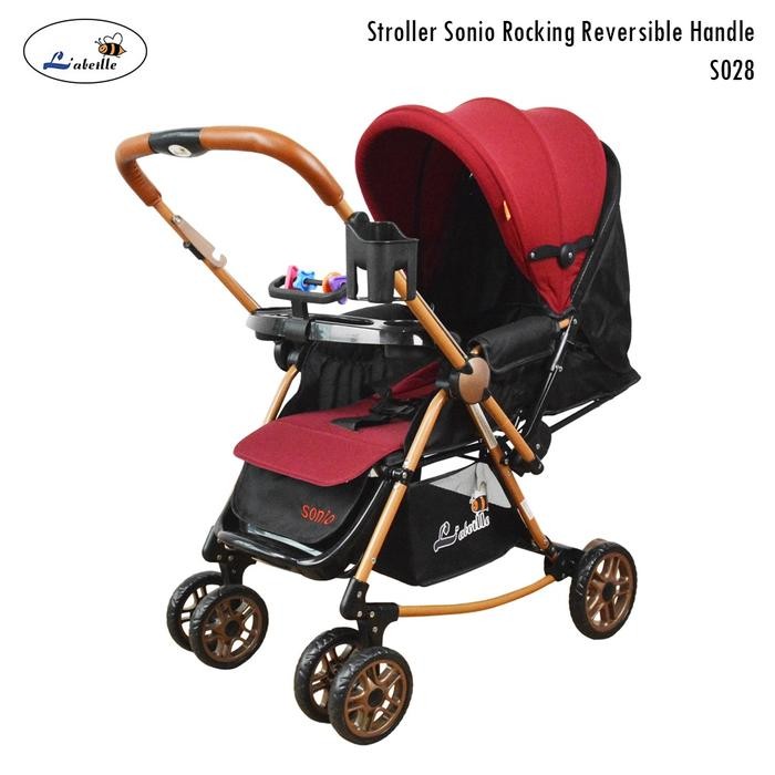 Terbaru Labeille S028 Stroller Sonio Rocking Reversible Handle Kereta Dorong - Merah