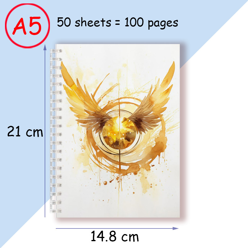 

A5 Spiral Notebook Writing Note Book Fire-breathing Magic Wands Snitch Wings Halloween Harries Cosplay Gifts Toys