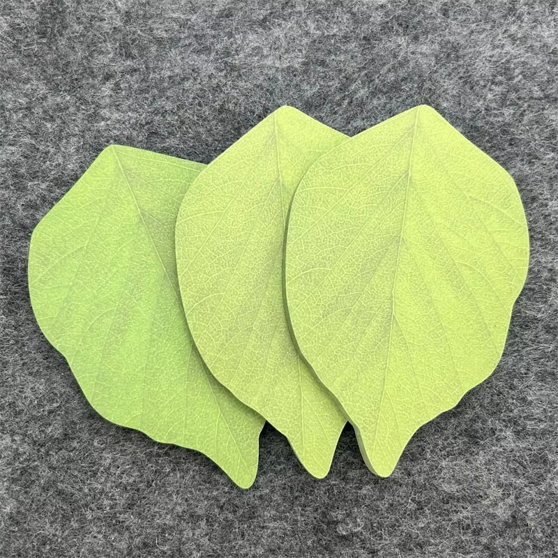 

5pcs Green Color Leaf Shaped Sticky Notepad Bookmark Photo Wall Decoration Sticker Stationery Refrigerator Memo Note Pad