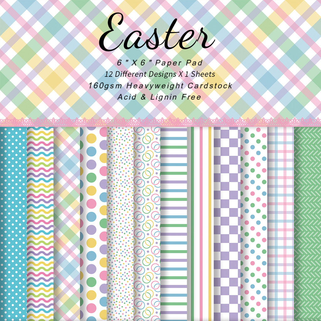 

12-Pack Easter Themed Scrapbooking Paper Pads,Single-side Decorative Paper for DIY Arts, Journaling, Card Making & Gift Wrapping