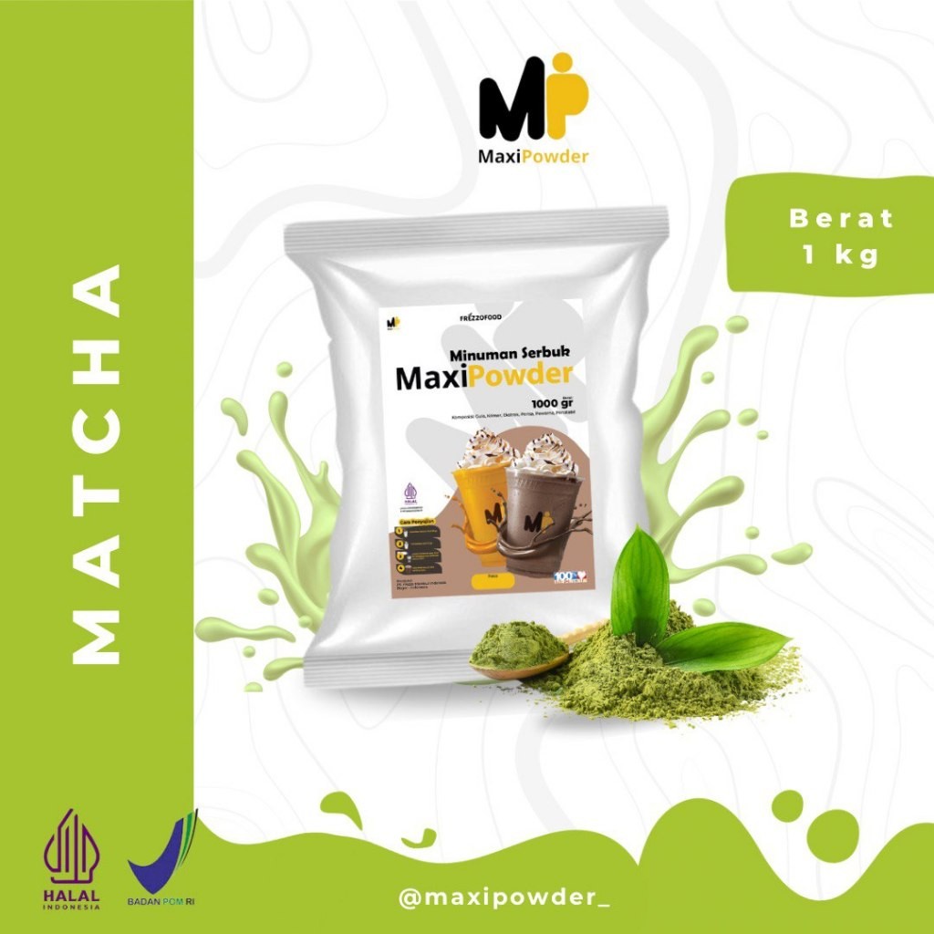 

Bubuk Minuman Rasa Matcha 1kg / Minuman Kekinian Matcha Termurah / Maxipowder