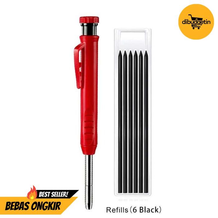 

Pensil Tukang Mekanik Carpenter Marking Pencil with Refill 6 PCS - BAILE B15322