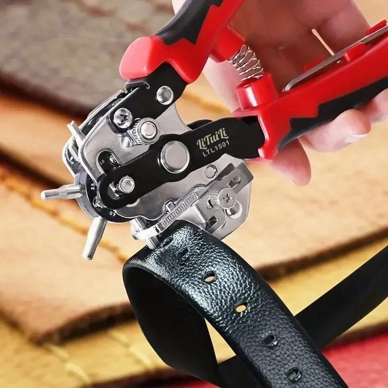 

Multifunctional Hole Punch Eyelet Puncher Leathercraft Leather Belt Watchband Plastics Iron Sheet Round Hole Punch Cutter Dining
