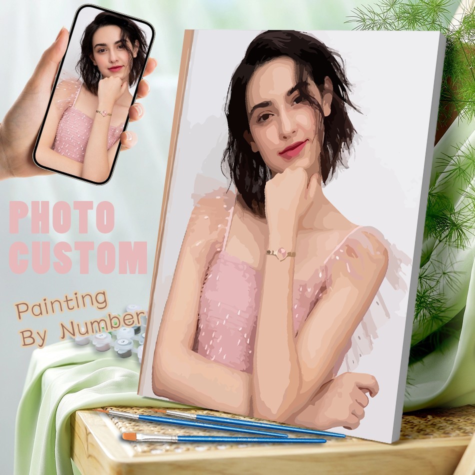 

RUOPOTY Painting On Numbers Photo Custom DIY Portrait Painting Hand Painted Unique Gifts DIY Portrait Painting Decor For Home