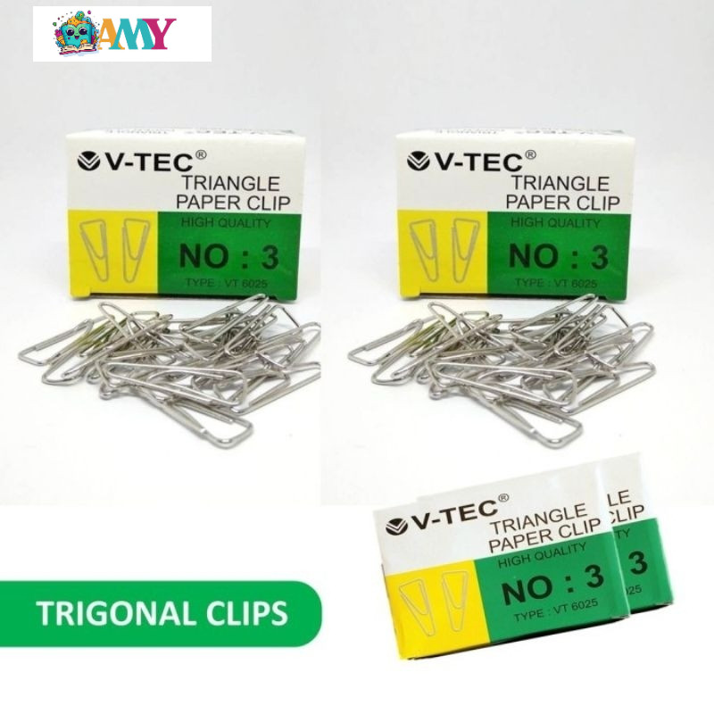 

(1TUBE ISI 60PCS) V-TEC PAPER CLIP TRIGONAL NO 3 AMY STASIONARY