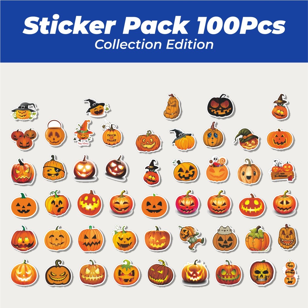 

Hot Stiker Halloween Series Character Pumpkins Lucu Anti Air Stikers Berperekat Waterproof Sticker Decal Buat Motor Helm Buku Journal Koper Casing HP Laptop Botol Minum
