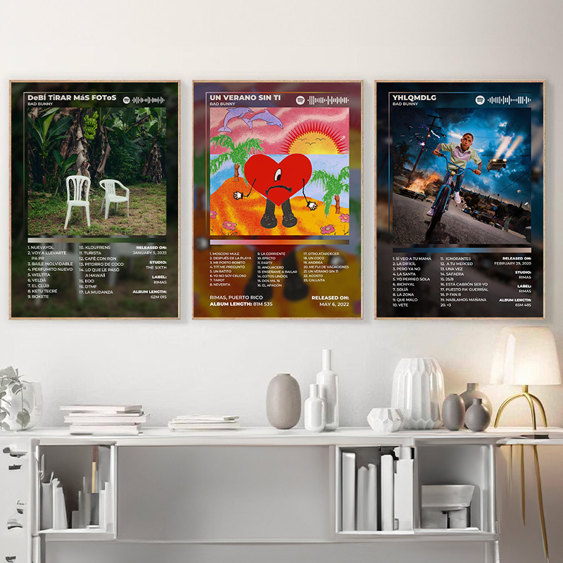 

Hip Hop Rapper Bad Bunny Music Album Cover Posters and Prints Canvas Printing Wall Art Picture for Living Room Home Decor Gifts