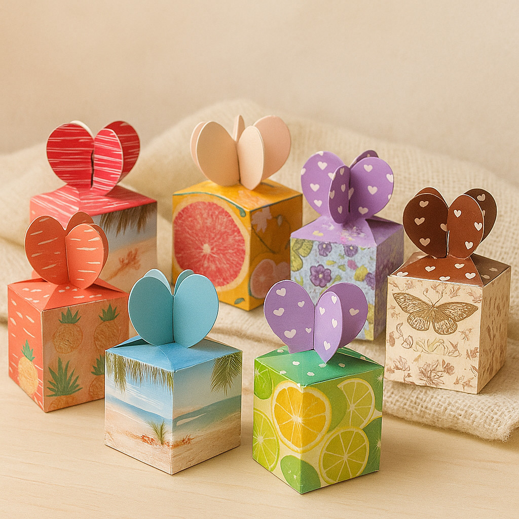 

Isi 12 Box Kado Mini 9.5x8.5x8.5 cm Motif Summer Lucu Tutup Kupu-Kupu – Kotak Kemasan Hadiah Estetik untuk Souvenir, Hampers, Pernikahan, Ulang Tahun, Kado Unik, Bingkisan Lebaran, Parcel, Gift Box Dekoratif, dan Packaging Eksklusif Serbaguna