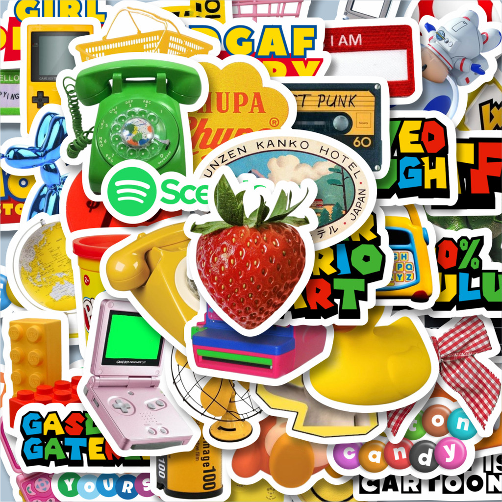 

100PCS Lucu Stiker Funky Berwarna Retro Aesthetic Mix Stiker Aesthetic Stiker Anti Air Stikers Berperekat Waterproof sticker decal buat Motor Helm Buku Journal Koper Casing HP Laptop Botol Minum Hadiah anak