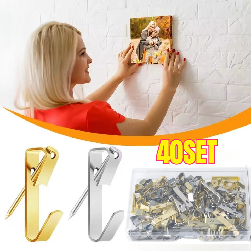 40PCS Paku Gantungan Dinding Frame Foto Gantungan Paku Dinding Tanpa Bor Paku Bingkai Foto