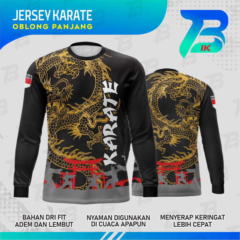 JERSEY OBLONG KARATE LENGAN PANJANG/KAOS KERAH OBLONG KARATE FULLPRINTING/JERSEY KARATE DRYFIT