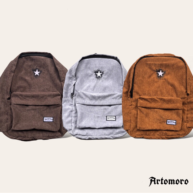 Flash Sale 9.9 TAS RANSEL CORDUROY HITAM CRHTT TAS SEKOLAH TAS BACKPACK TAS PRIA&WANITA CORDUROY