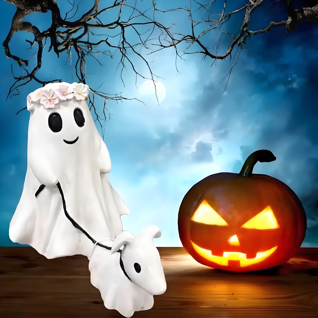 

Halloween Ghost Walking Dog silicone mold Funny Ghost Walking His Ghost Dog Halloween Ghost Dog Suitable for making candles