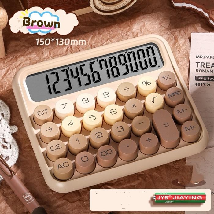 

⪩ PROMO⪨Limited Stok [kuyamol] colorful mechanical calculator retro kalkulator timbul imut warna gradiasi - Brown