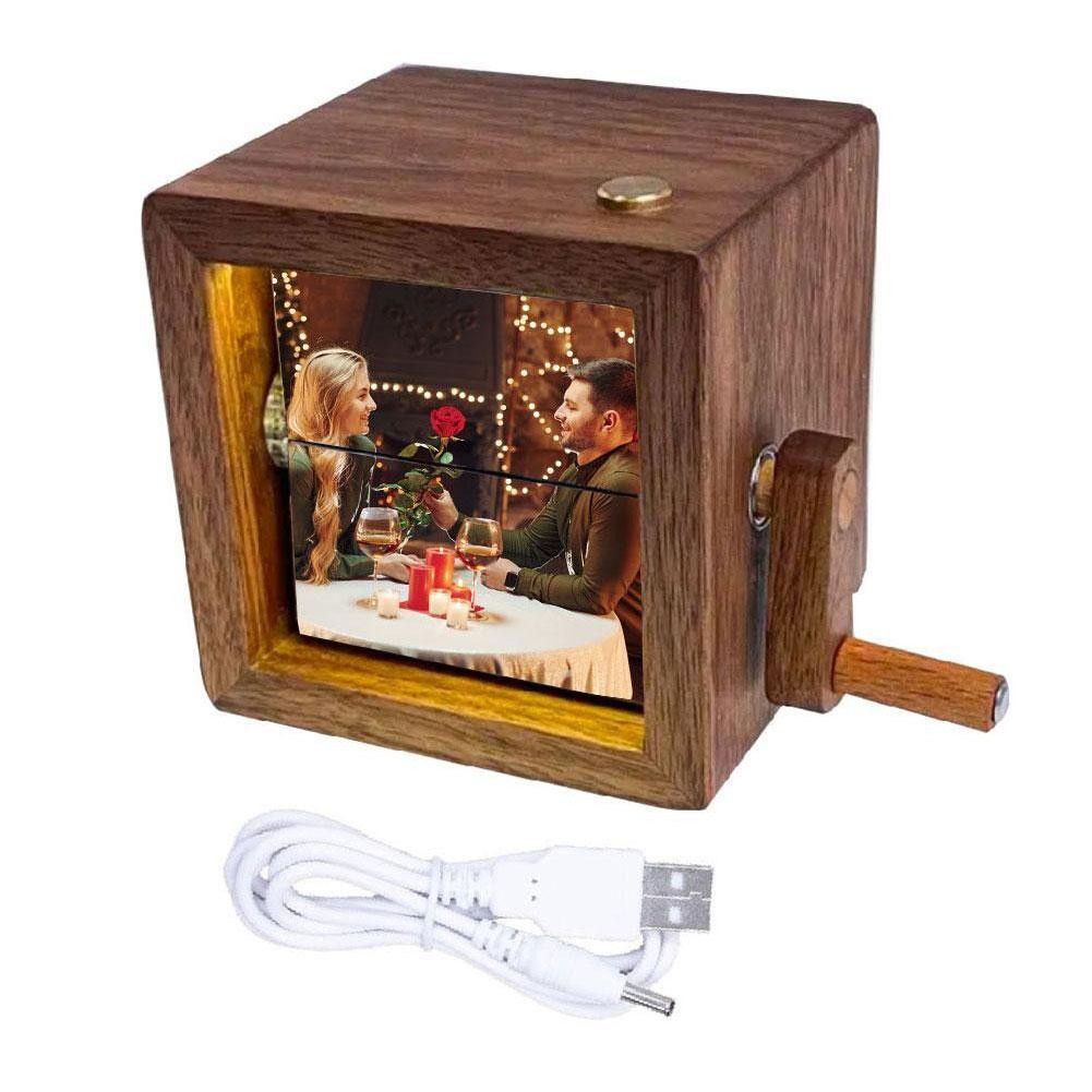 

Custom Flip Book Frame Hand Crank Photo Album Personalized Lighted Photo Album Mini Wooden Flip Book For Couple Women Men