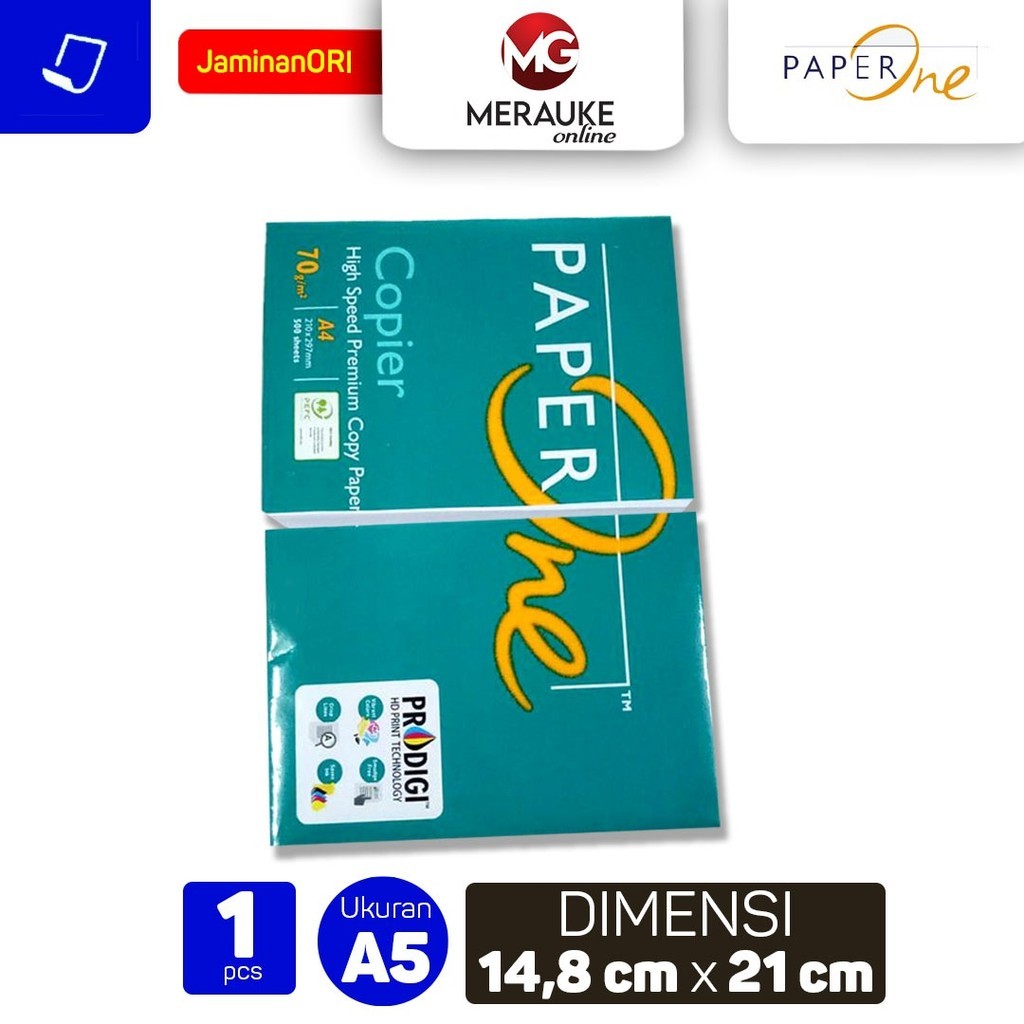 

Kertas HVS Paper One A5 75 gsm Isi 500 Lembar A4 Di Bagi 2