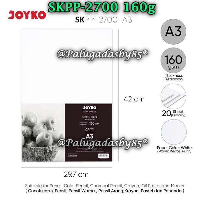 

(1 Pak) GROSIR Sketch Paper JOYKO SKPP-2700-A3 160g / JOYKO Kertas Sketsa SKPP-2700 (1 Pak)