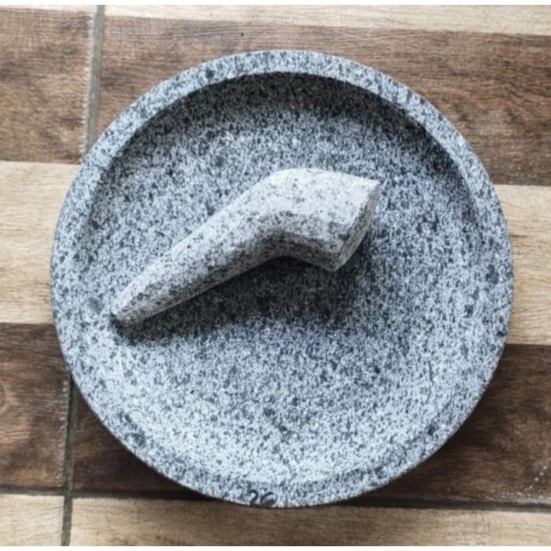 Cobek Batu Asli 20 22cm free ulekan batu asli cobek batu asli/cobek batu premium/cobek+ulekan/cobek 