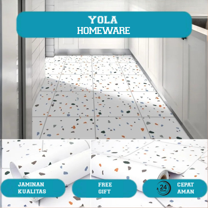 Sticker Lantai Kamar Mandi Anti Licin 61X200cm Wallpaper Kamar Mandi Anti Air Tebal Perekat Diri Sti