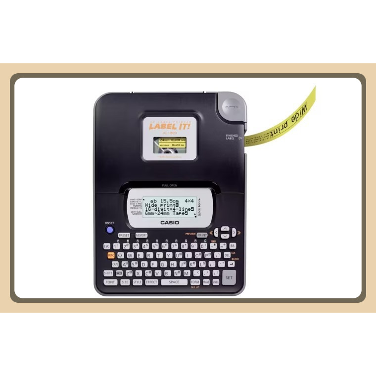

Casio KL-820 Label Printer – Layar LCD 3 Baris 16 Digit, Barcode, Frame, Preview, 14 Bahasa
