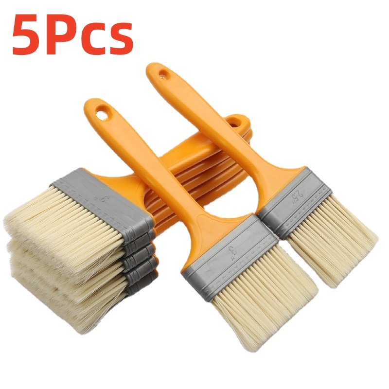 

5Pcs Plastic Handle Paint Brushes Artist Paint Brushes for Wall and Furniture Paint Tool Set 1-5 Inch Soft Hair Painting Brushes