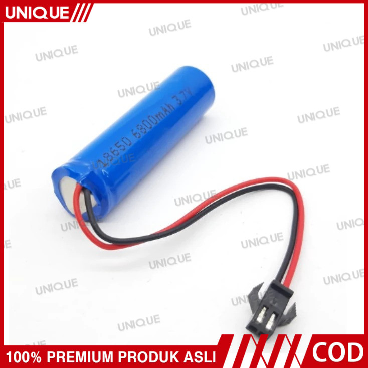 UNIQUE Baterai Lion RC Batre 18650 Soket Hitam 3.7V 3.7Volt Lion 6800mAh SM2p 2pin grosir / Baterai 