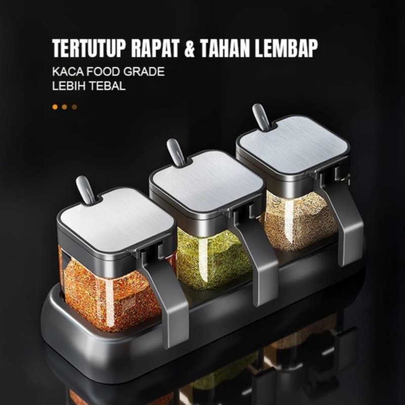 Kotak bumbu, toples bumbu, wadah garam, untuk dapur rumah tangga, tempat garam dan bumbu, kotak peny